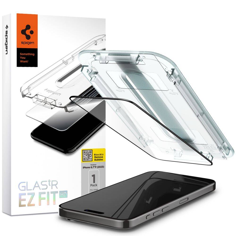 Verre trempé Spigen Glas.tr ez Fit Fc iPhone 15 Pro Max Black - Shop