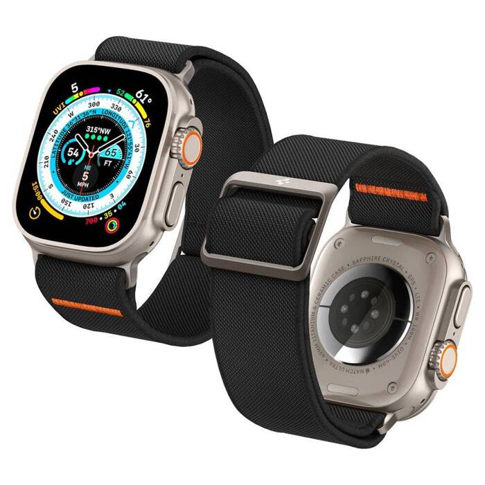 Armband Spigen Fit Lite Ultra Apple Watch Ultra 9 8 7 SE 2022 42mm 44mm 45mm 49mm Schwarz