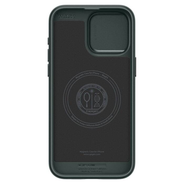 Hülle Spigen Optik Armor Mag MagSafe iPhone 15 Pro Max Abyss Grün Case